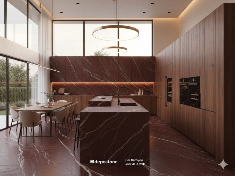 Rosso Laguna Marble _ Kitchen Luxury Project